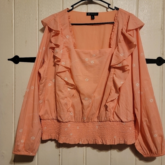 International Concepts Womens Blouse Ruffle Pink Long Sleeve Size 2X - Picture 1 of 5